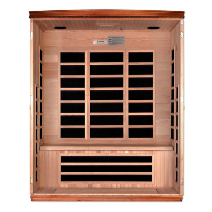 Front view 4 of the Dynamic Lugano 3-Person Low EMF FAR Infrared Sauna (DYN-6336-02) – low EMF infrared sauna