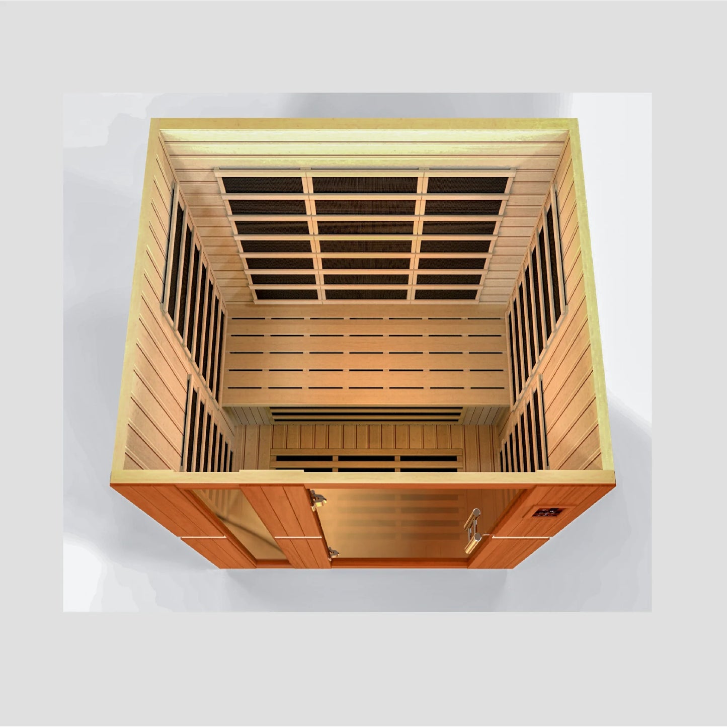 Front view 6 of the Dynamic Lugano 3-Person Low EMF FAR Infrared Sauna (DYN-6336-02) – low EMF infrared sauna