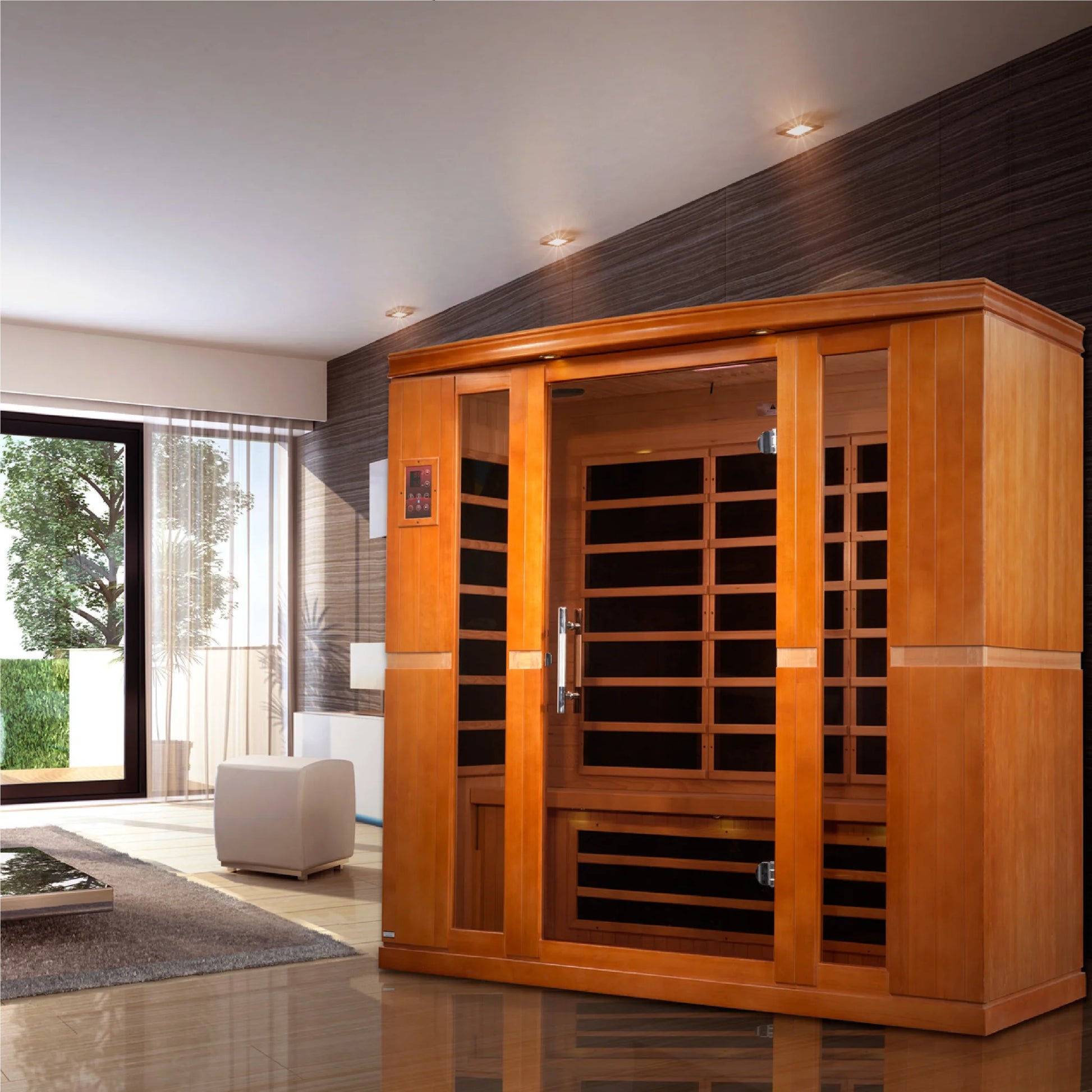 Front view 6 of the Dynamic Bergamo 4-Person Low EMF FAR Infrared Sauna (DYN-6440-01) – low EMF infrared sauna