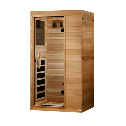Right angle view of the Dynamic Sicily Elite 1-Person Ultra Low EMF FAR Infrared Sauna (DYN-1101-01) — infrared sauna
