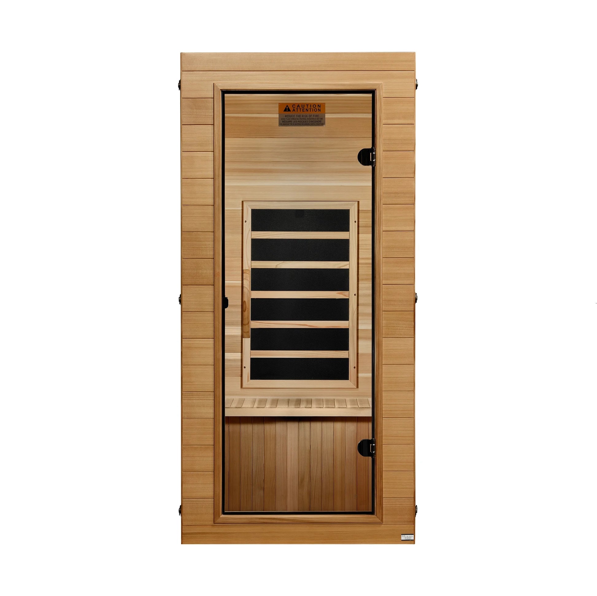 Front view of the Dynamic Vero Elite 1-Person Ultra Low EMF FAR Infrared Sauna (DYN-1201-01) — infrared sauna