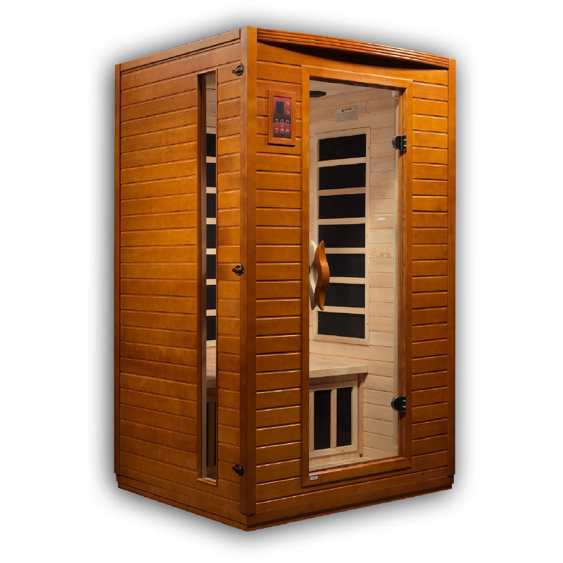Front view of the Dynamic Versailles Elite 2-Person Ultra Low EMF FAR Infrared Sauna (DYN-6202-03 Elite) – ultra low EMF infrared sauna