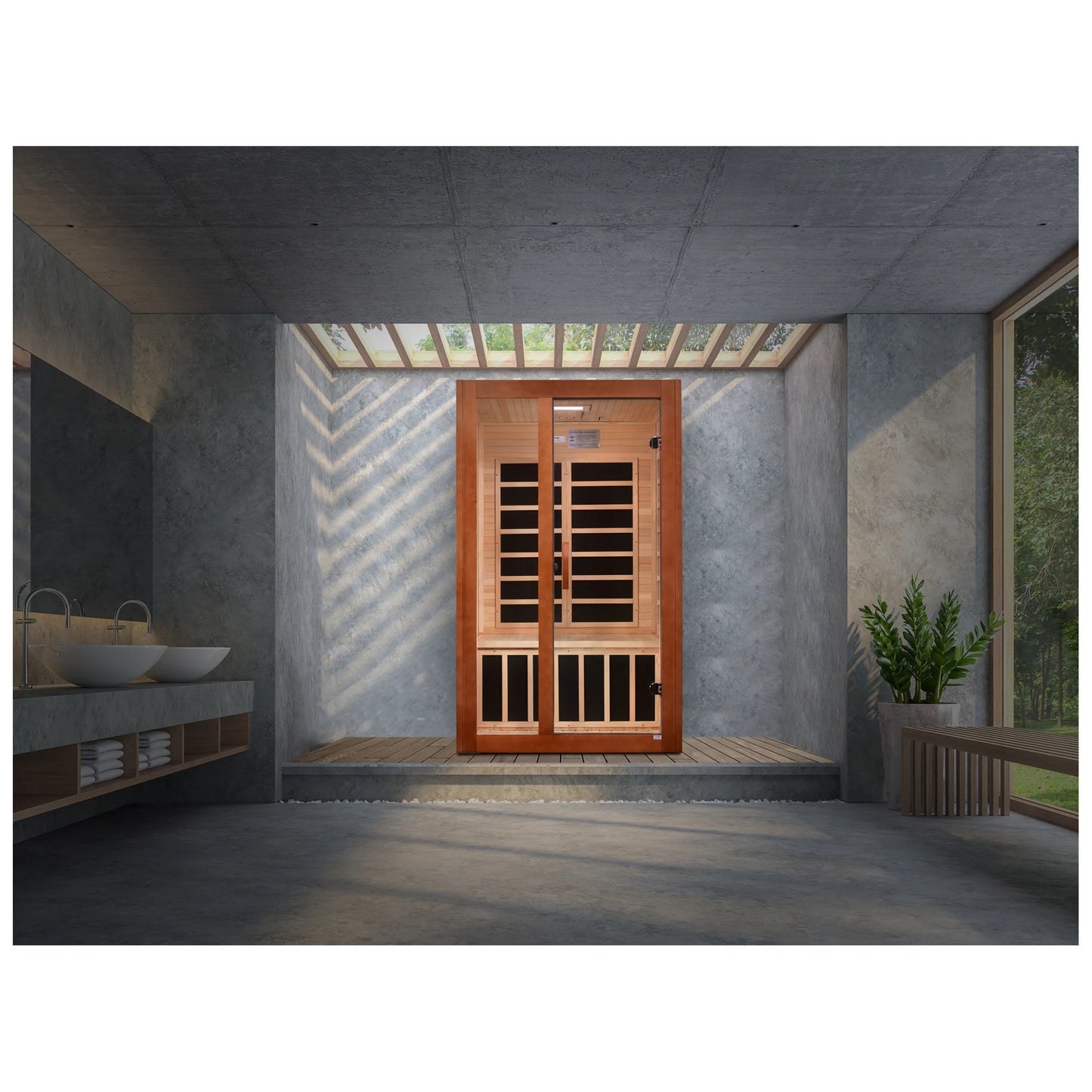 Front view 6 of the Dynamic Santiago Elite 2-Person Ultra Low EMF FAR Infrared Sauna (DYN-6209-02 Elite) – ultra low EMF infrared sauna