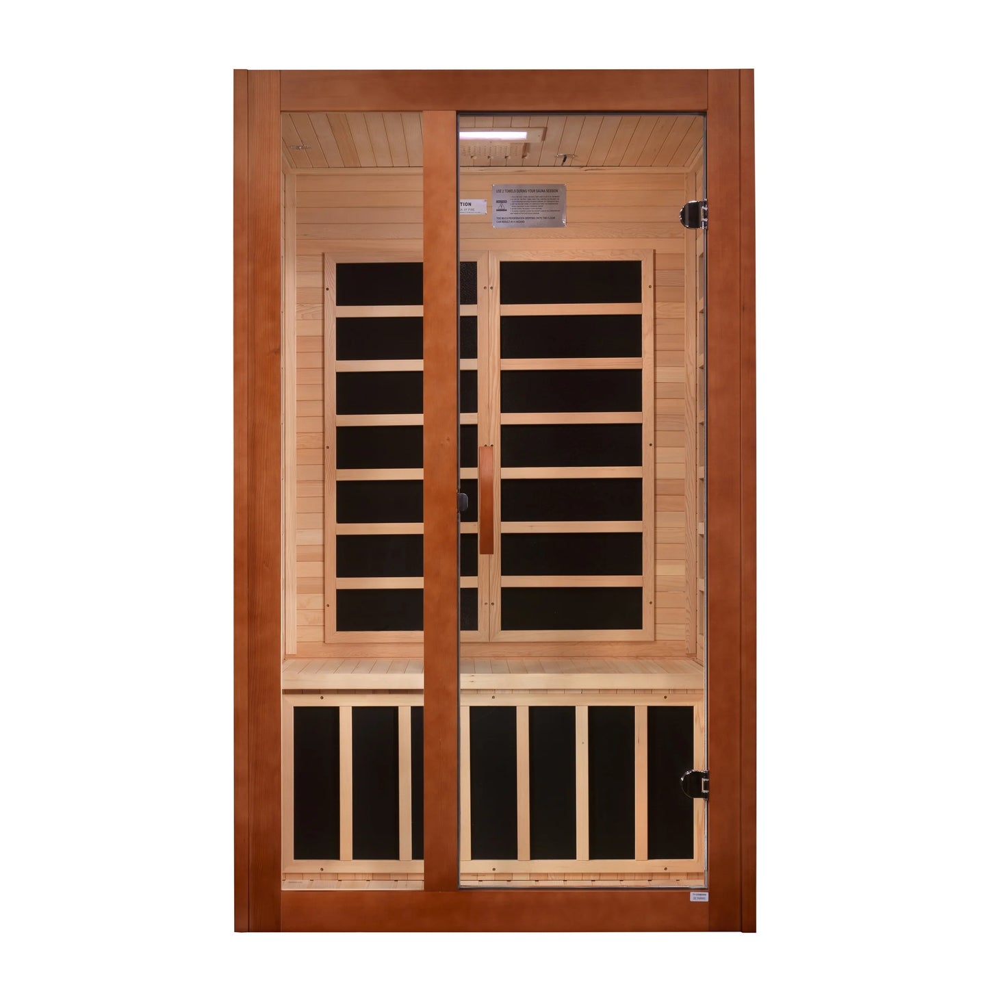 Front view of the Dynamic Santiago Elite 2-Person Ultra Low EMF FAR Infrared Sauna (DYN-6209-02 Elite) – ultra low EMF infrared sauna