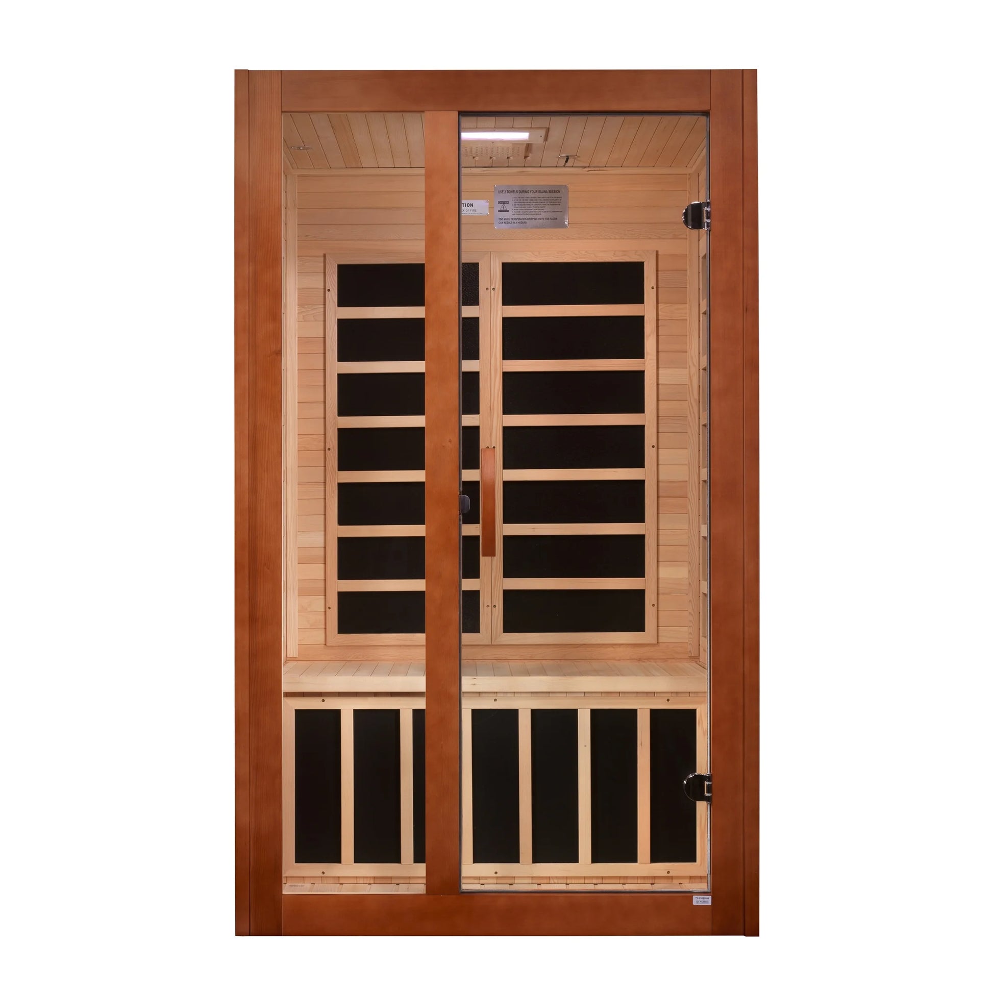 Front view of the Dynamic Santiago Elite 2-Person Ultra Low EMF FAR Infrared Sauna (DYN-6209-02 Elite) – ultra low EMF infrared sauna