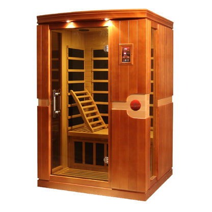 Exterior angle view of the Dynamic Venice Elite 2-Person Ultra Low EMF FAR Infrared Sauna (DYN-6210-01 Elite) — infrared sauna