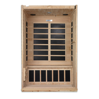 Detail view of the Dynamic Venice Elite 2-Person Ultra Low EMF FAR Infrared Sauna (DYN-6210-01 Elite) — infrared sauna