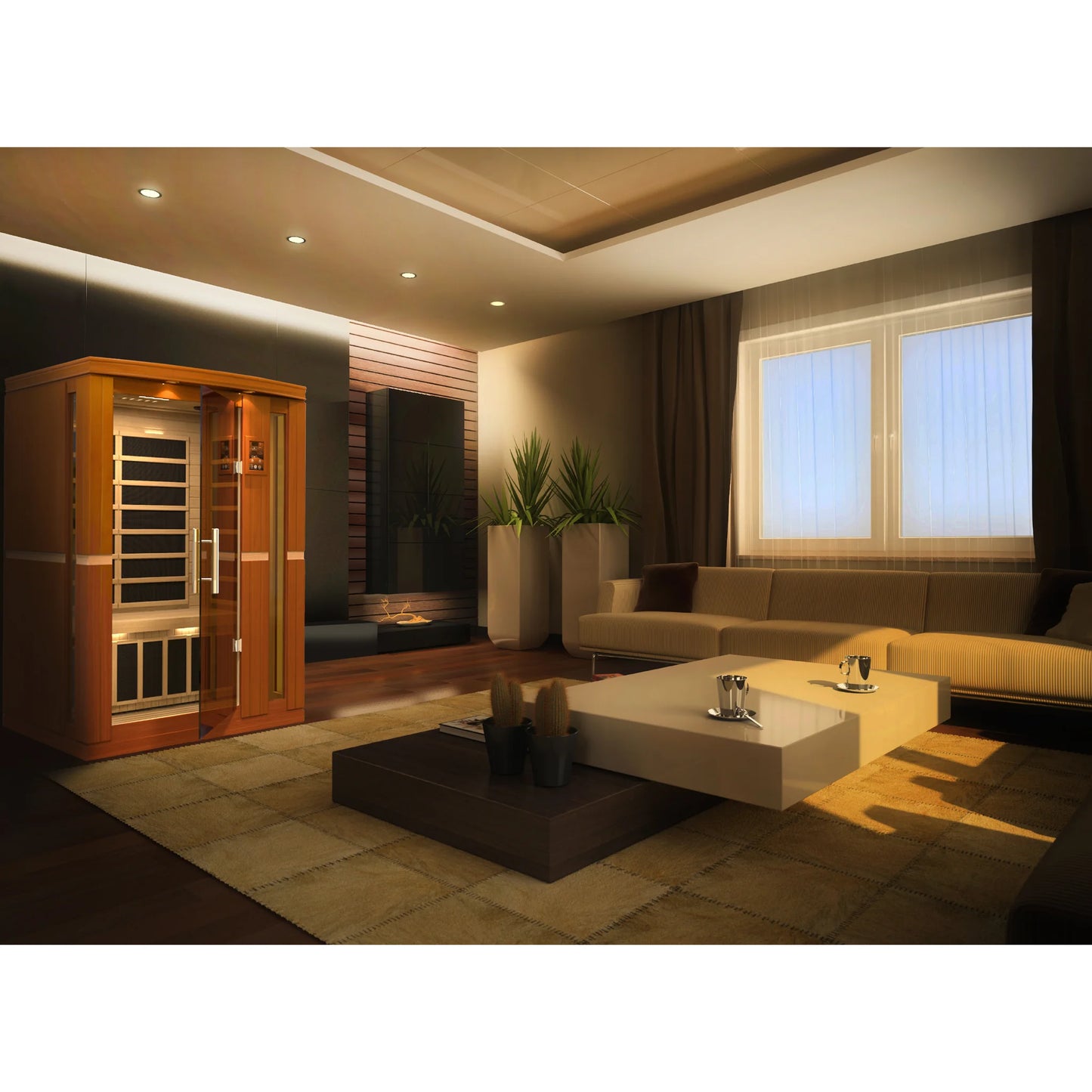 Front view on white background 4 of the Dynamic Vittoria Elite 2-Person Ultra Low EMF FAR Infrared Sauna (DYN-6220-01 Elite) – ultra low EMF infrared sauna
