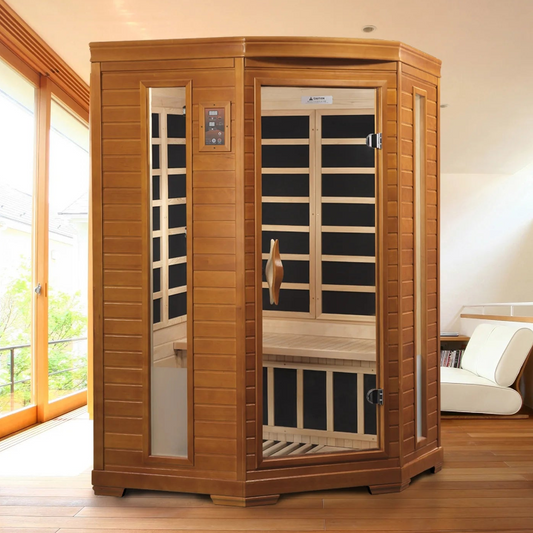 Dynamic Heming Elite 2-Person Corner Ultra Low EMF FAR Infrared Sauna | Canadian Hemlock