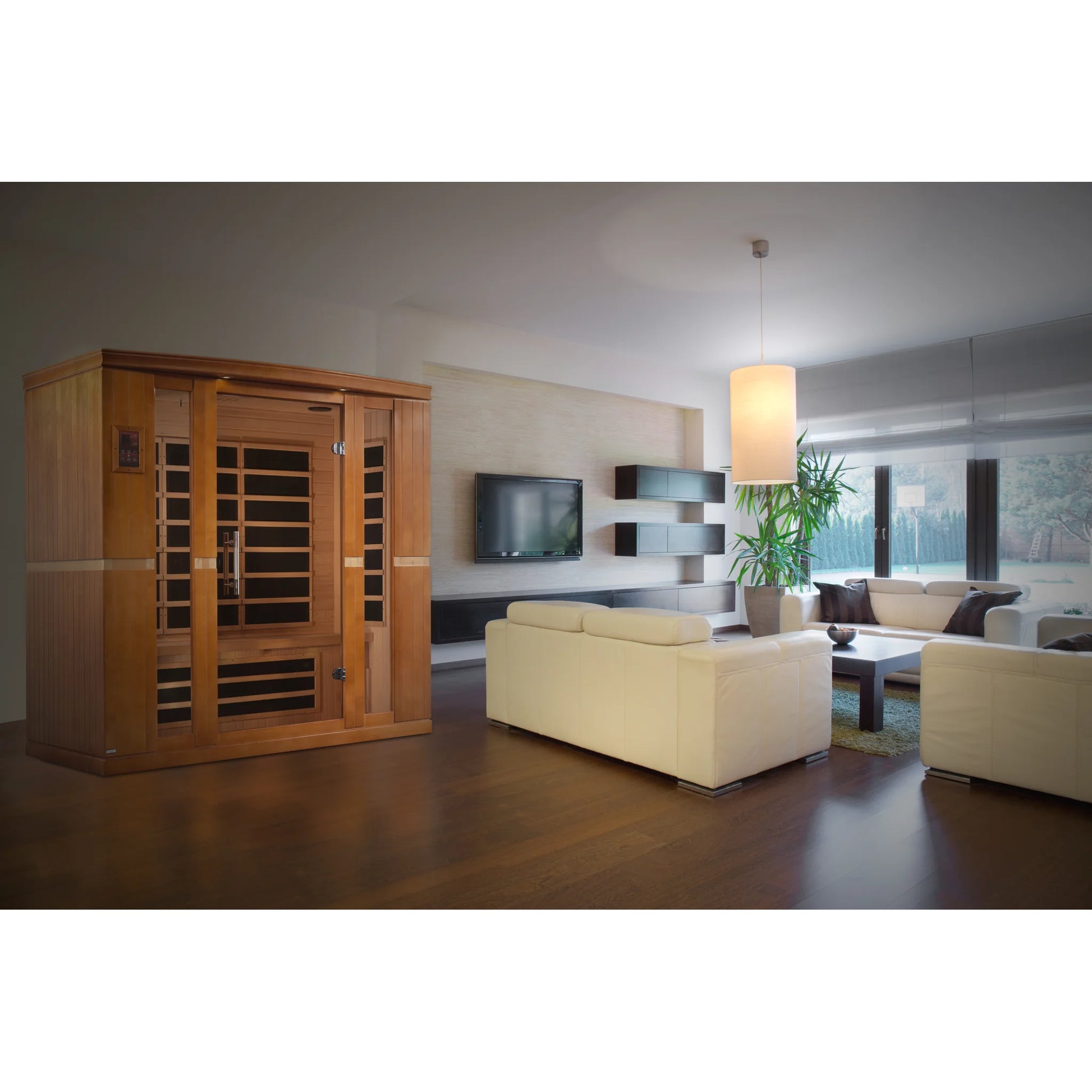 Front view on white background 4 of the Dynamic Bergamo Elite 4-Person Ultra Low EMF FAR Infrared Sauna (DYN-6440-01 Elite) – ultra low EMF infrared sauna