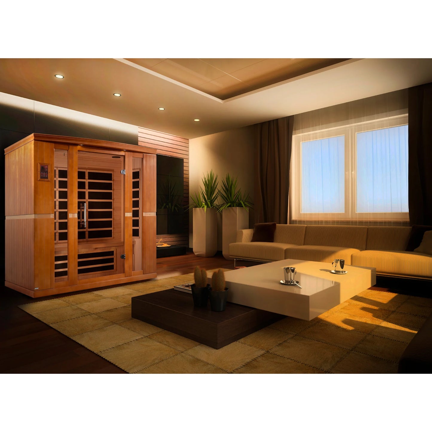 Front view on white background 7 of the Dynamic Bergamo Elite 4-Person Ultra Low EMF FAR Infrared Sauna (DYN-6440-01 Elite) – ultra low EMF infrared sauna