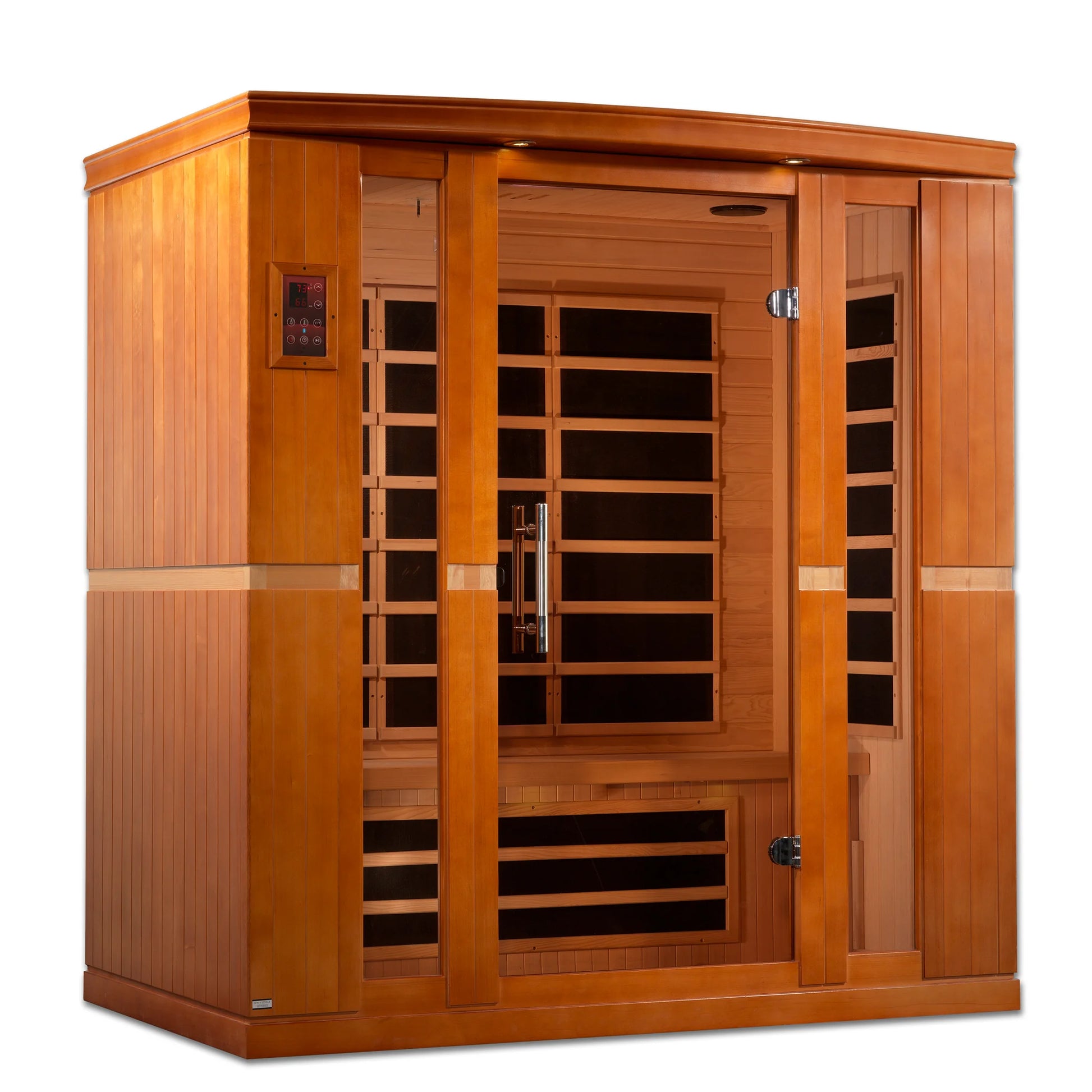 Front view of the Dynamic Bergamo Elite 4-Person Ultra Low EMF FAR Infrared Sauna (DYN-6440-01 Elite) – ultra low EMF infrared sauna