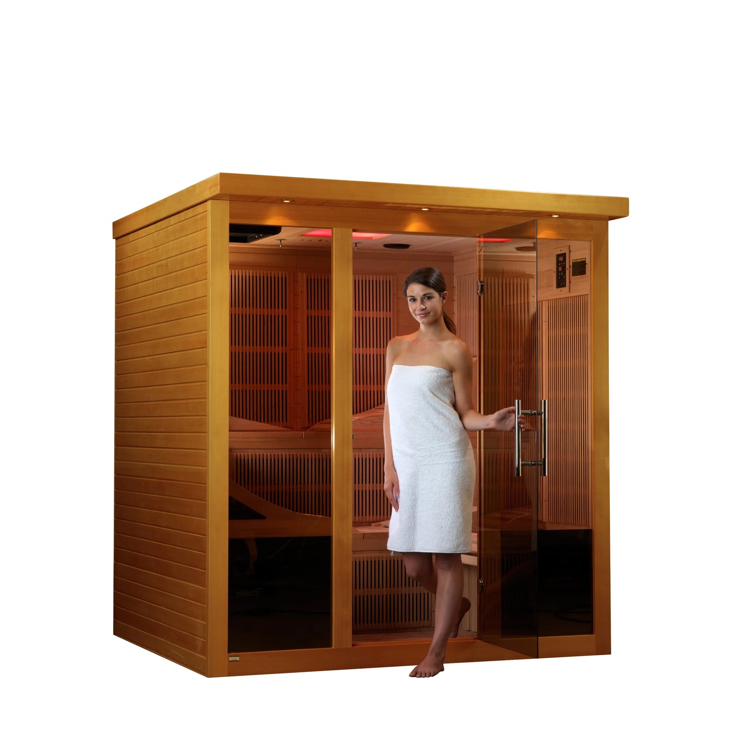 Front view of the Dynamic Monaco Elite 6-Person Ultra Low EMF FAR Infrared Sauna (DYN-6996-01 Elite) – ultra low EMF infrared sauna