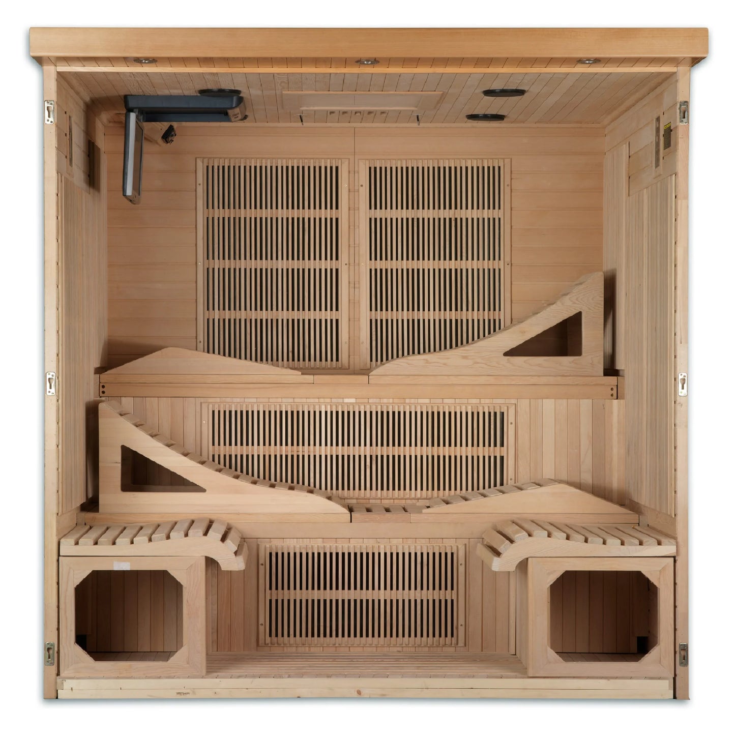 Front view of the Dynamic Monaco Elite 6-Person Ultra Low EMF FAR Infrared Sauna (DYN-6996-01 Elite) – ultra low EMF infrared sauna