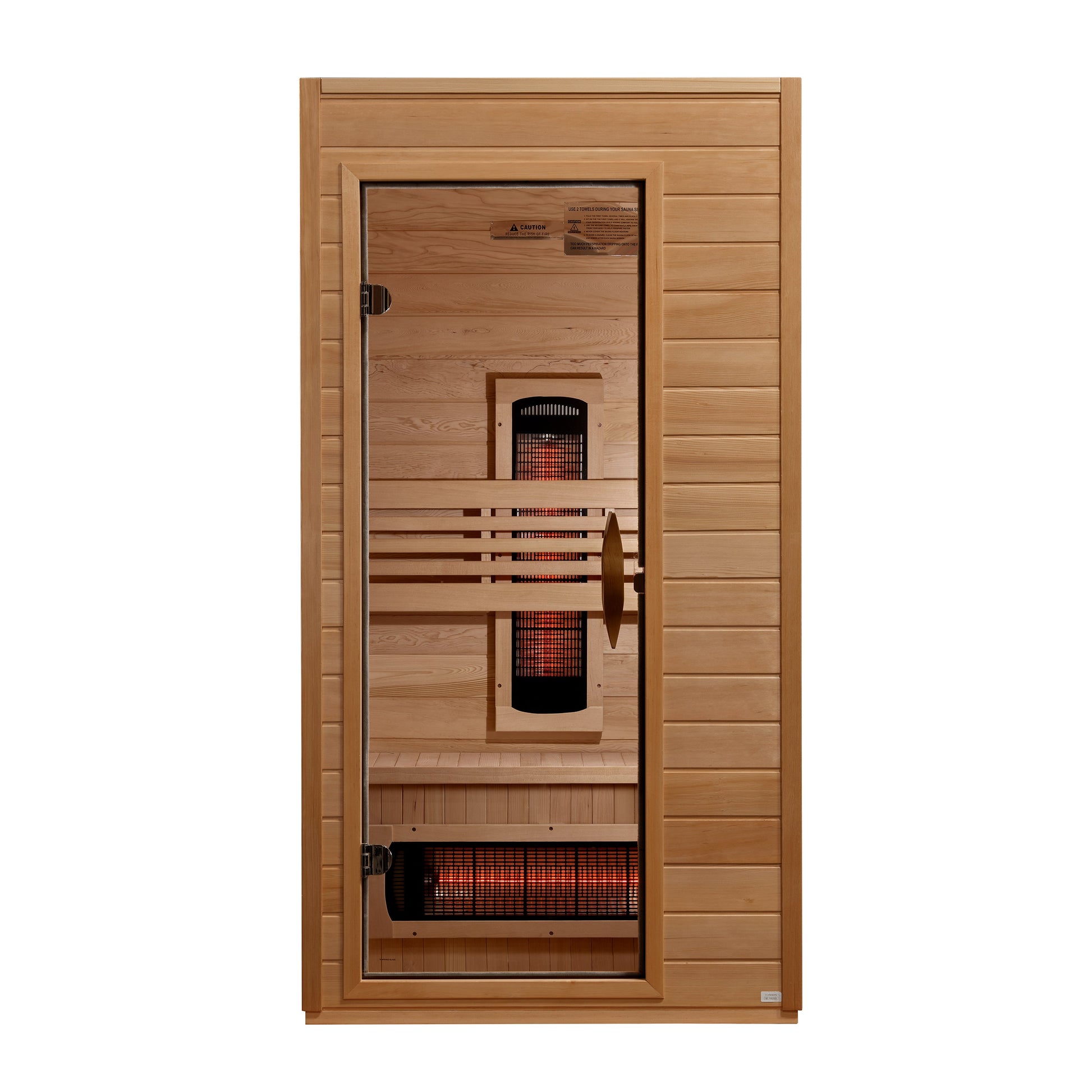 Front view of the Dynamic Martin 1-2-Person Full Spectrum Near Zero EMF FAR Infrared Sauna (DYN-6006-03 FS) – full spectrum infrared sauna