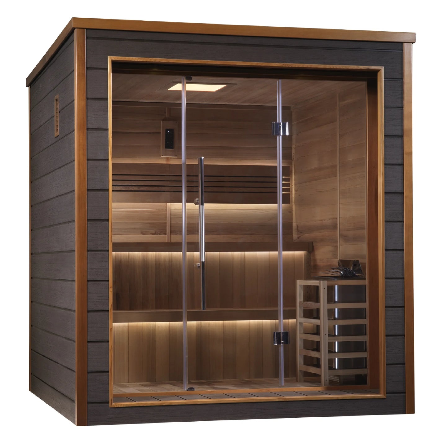 Front view 3 of the Golden Designs Bergen 6-Person Traditional Outdoor Sauna (GDI-8206-01) – traditional steam sauna