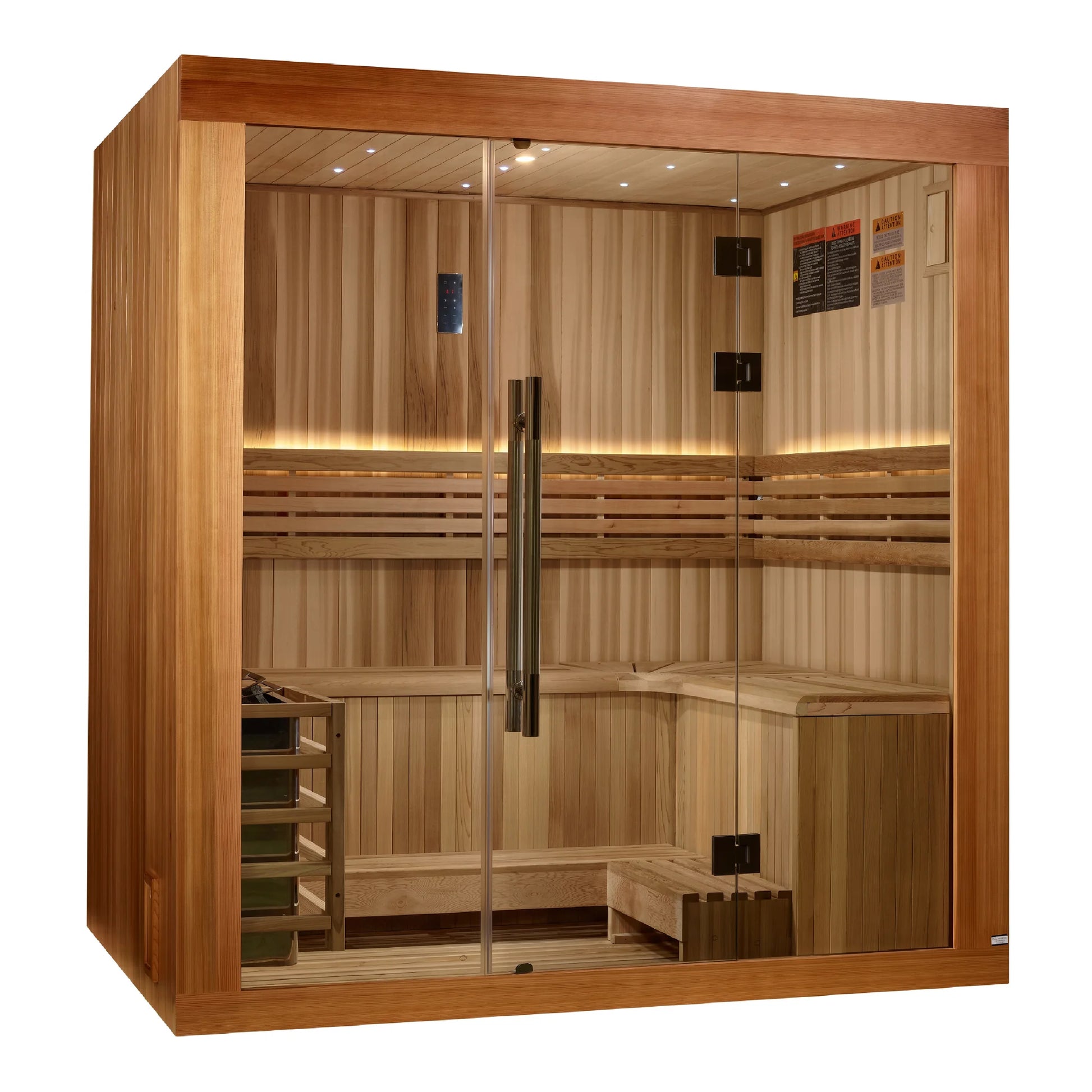 Exterior view 3 of the Golden Designs Copenhagen 3-Person Traditional Indoor Sauna (GDI-7389-02) – traditional steam sauna