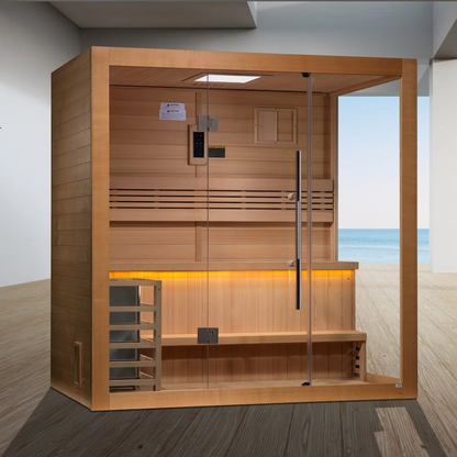 Golden Designs Forssa 3-Person Traditional Indoor Sauna | Canadian Hemlock