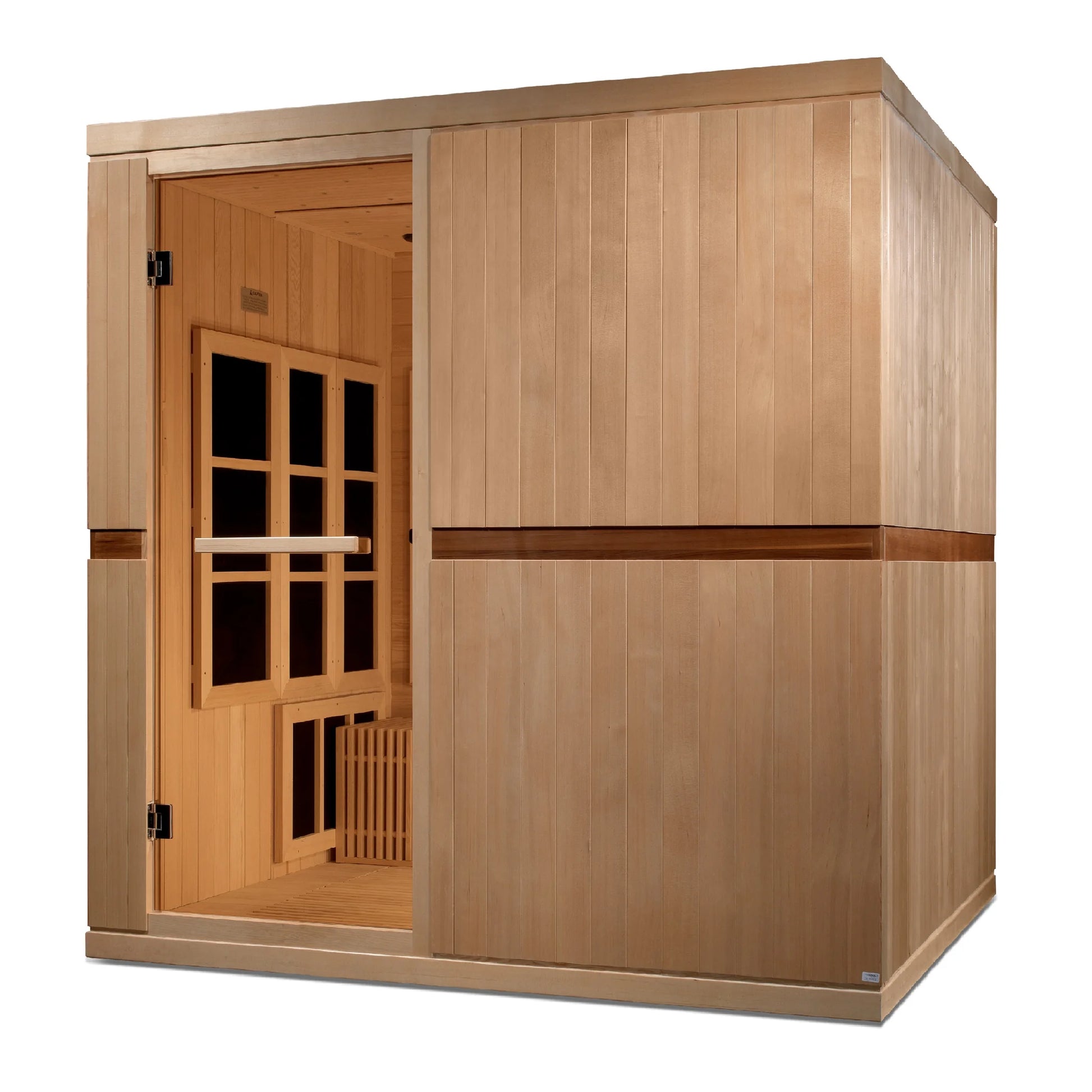 Front view 3 of the Golden Designs Catalonia 8-Person Near Zero EMF FAR Infrared Sauna (GDI-6880-02) – near zero EMF infrared sauna