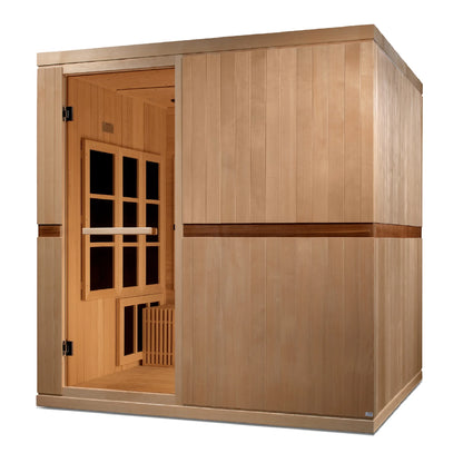 Front view 3 of the Golden Designs Catalonia 8-Person Near Zero EMF FAR Infrared Sauna (GDI-6880-02) – near zero EMF infrared sauna