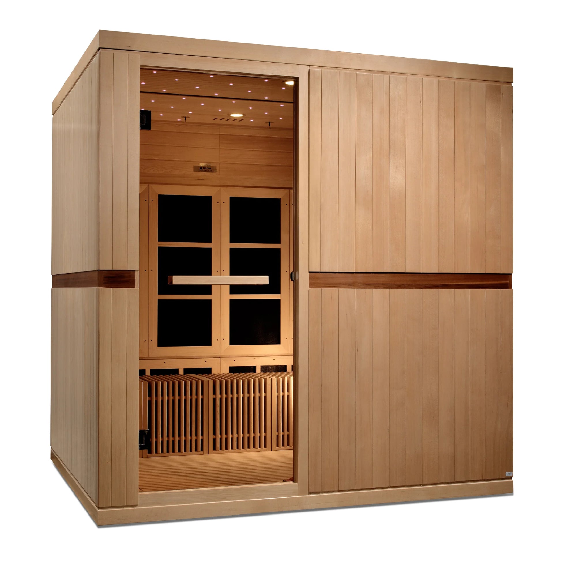 Front view 4 of the Golden Designs Catalonia 8-Person Near Zero EMF FAR Infrared Sauna (GDI-6880-02) – near zero EMF infrared sauna