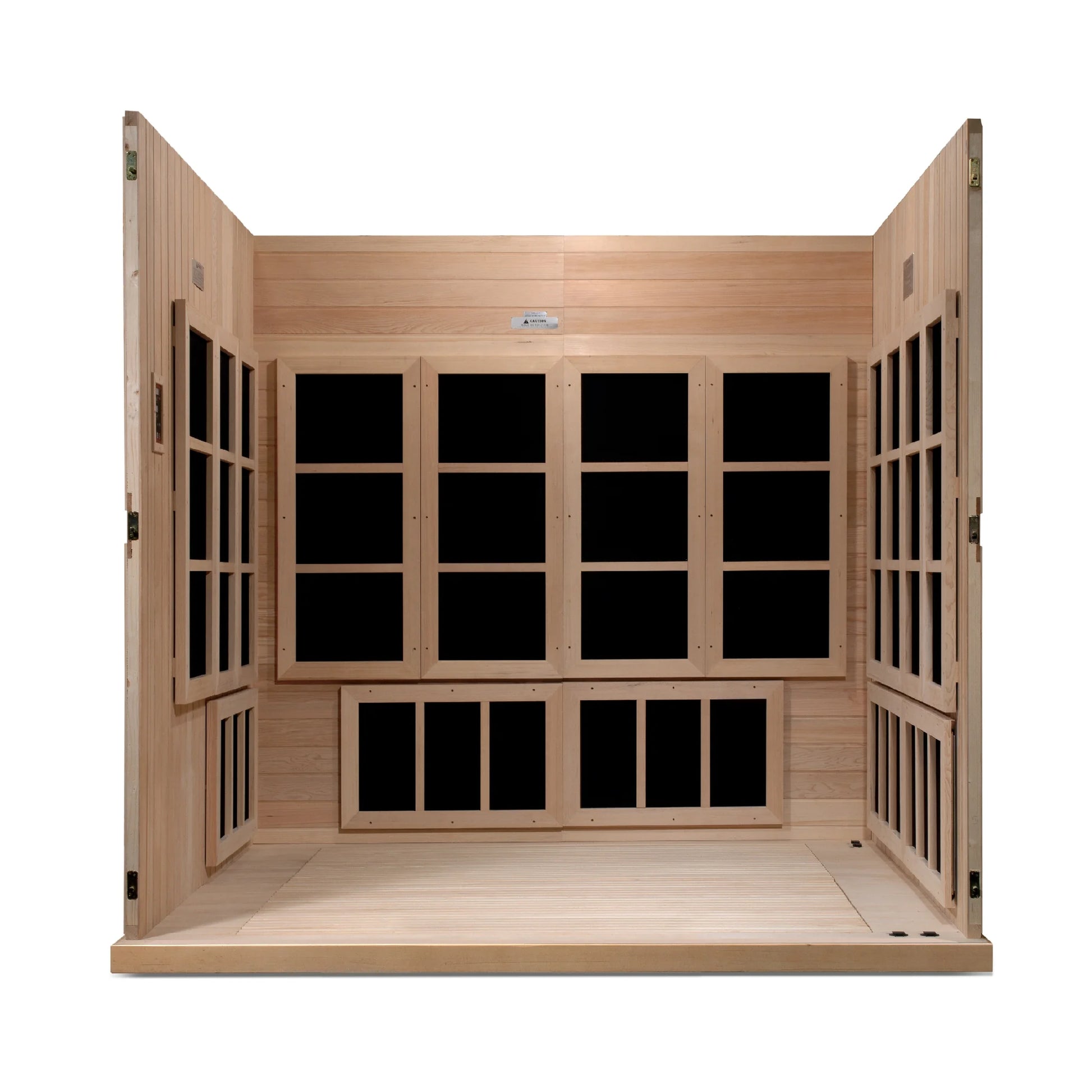Front view 6 of the Golden Designs Catalonia 8-Person Near Zero EMF FAR Infrared Sauna (GDI-6880-02) – near zero EMF infrared sauna