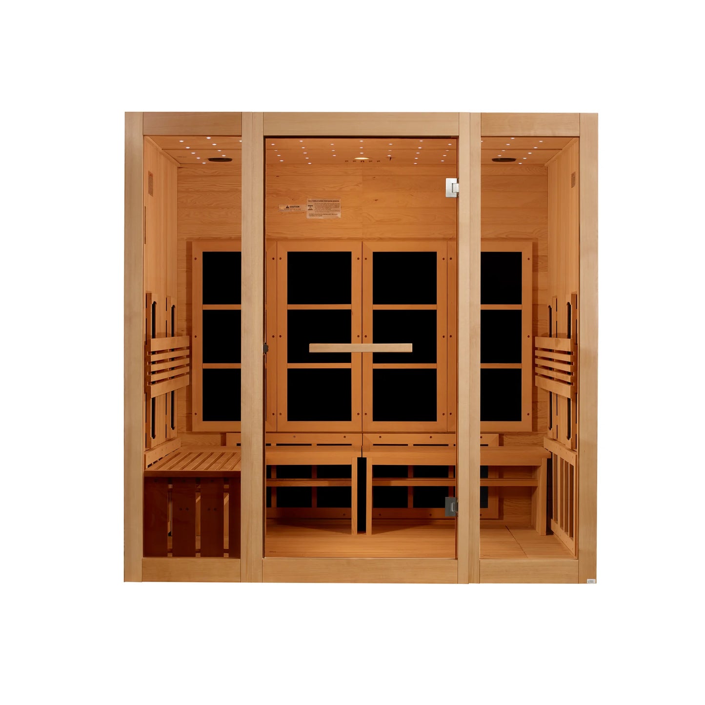 Front view of the Golden Designs 2026 Model 8-Person Full Spectrum Near Zero EMF FAR Infrared Sauna (GDI-6880-03) – full spectrum infrared sauna