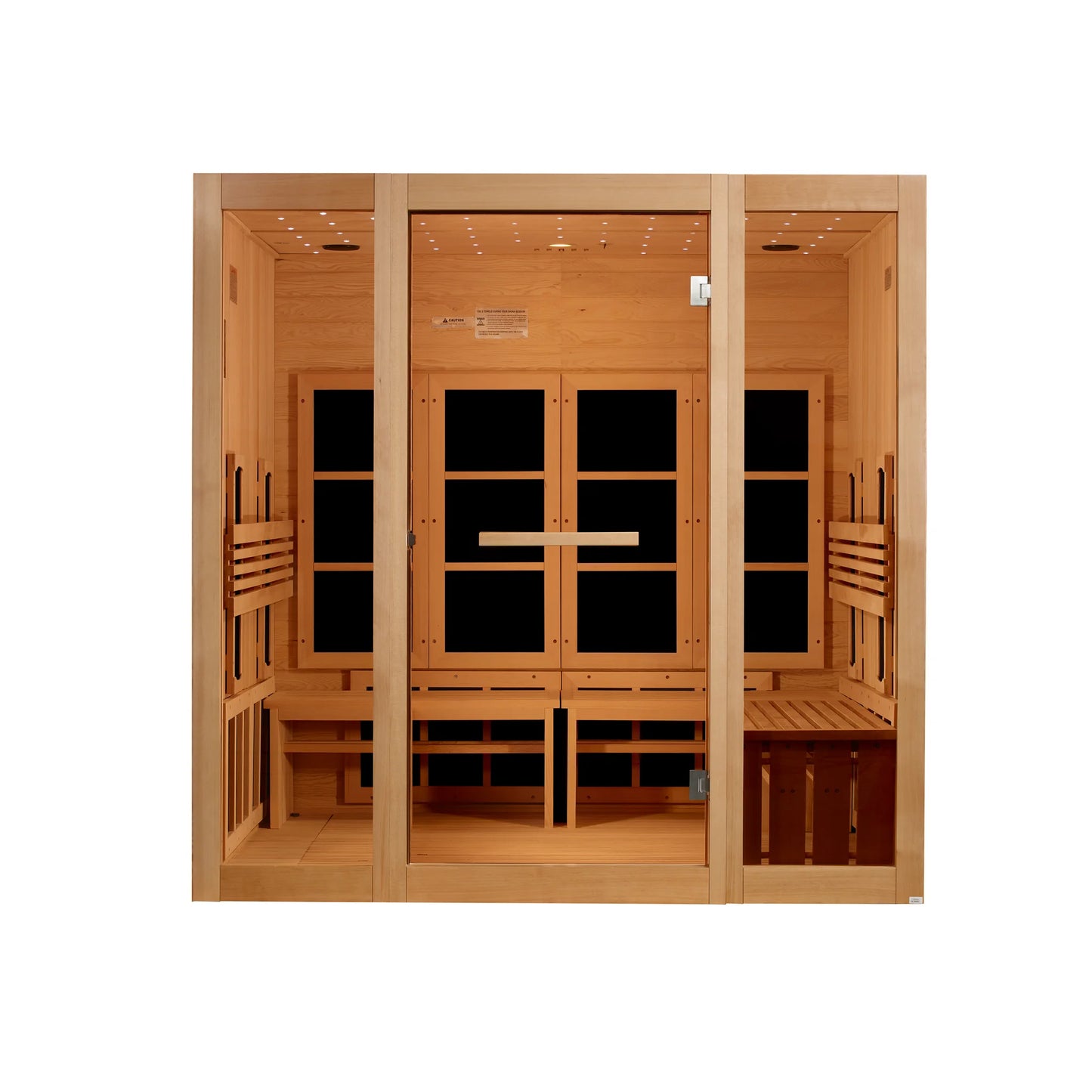 Front view of the Golden Designs 2026 Model 8-Person Full Spectrum Near Zero EMF FAR Infrared Sauna (GDI-6880-03) – full spectrum infrared sauna