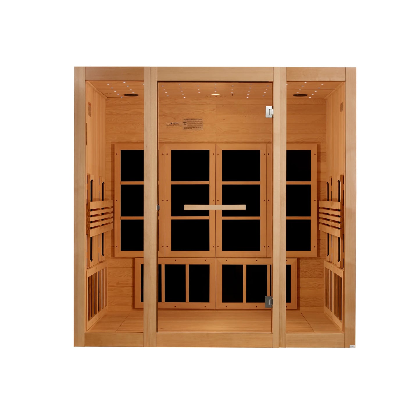 Front view of the Golden Designs 2026 Model 8-Person Full Spectrum Near Zero EMF FAR Infrared Sauna (GDI-6880-03) – full spectrum infrared sauna