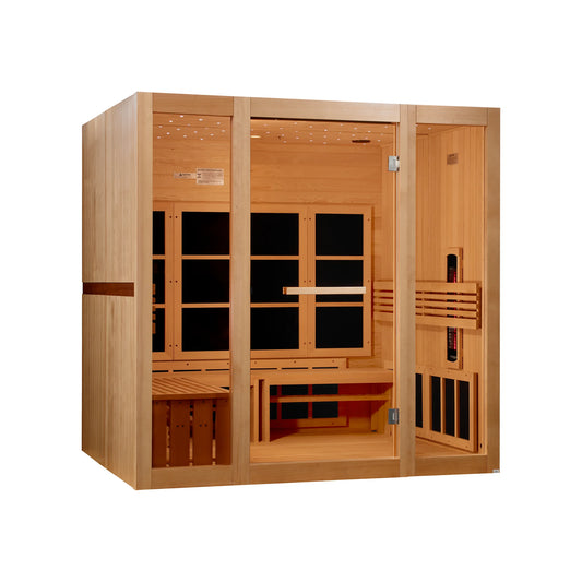 Front view of the Golden Designs 2026 Model 8-Person Full Spectrum Near Zero EMF FAR Infrared Sauna (GDI-6880-03) – full spectrum infrared sauna