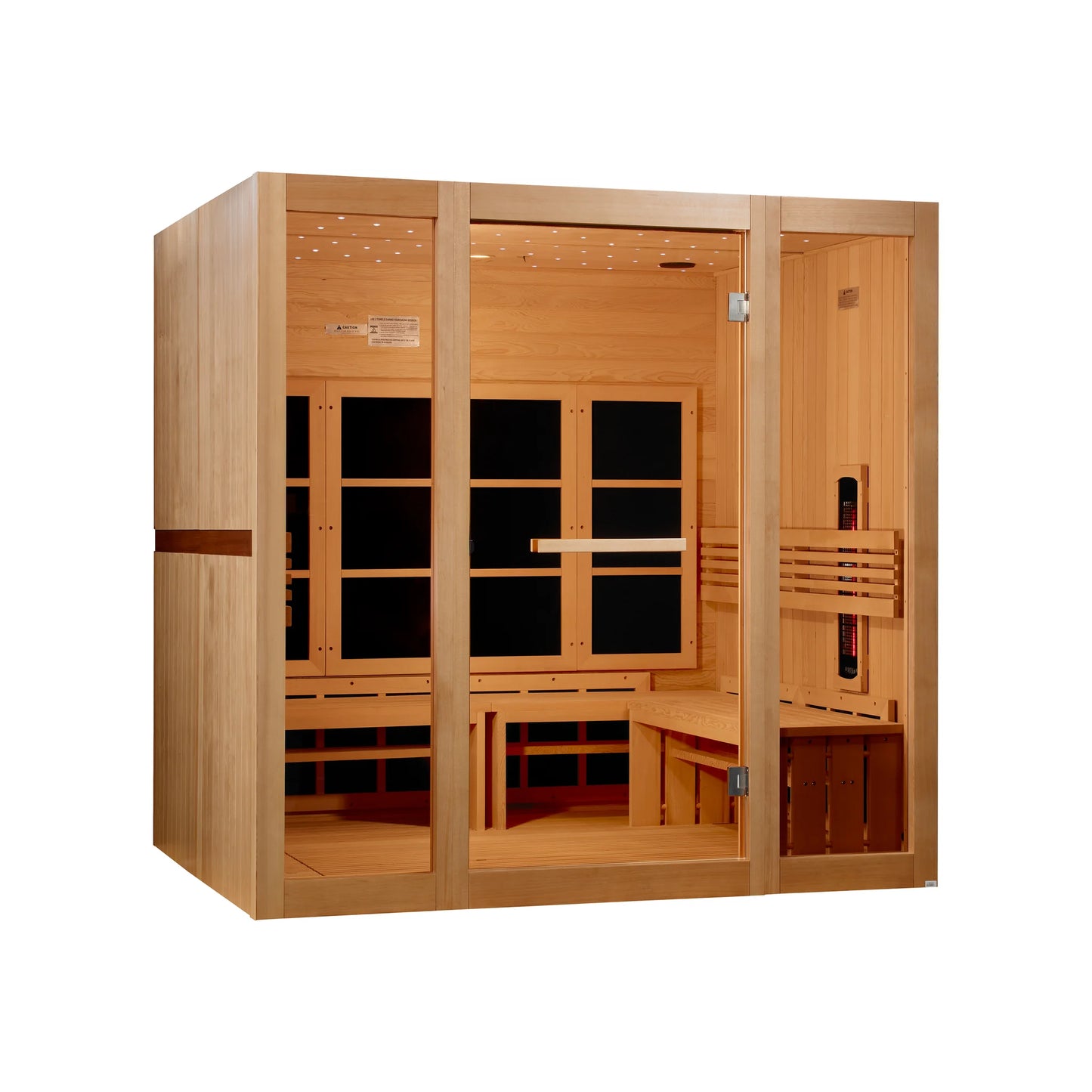 Front view of the Golden Designs 2026 Model 8-Person Full Spectrum Near Zero EMF FAR Infrared Sauna (GDI-6880-03) – full spectrum infrared sauna