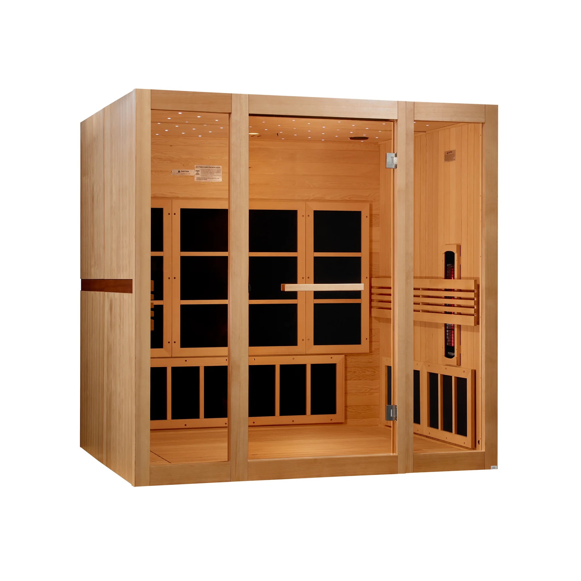 Front view of the Golden Designs 2026 Model 8-Person Full Spectrum Near Zero EMF FAR Infrared Sauna (GDI-6880-03) – full spectrum infrared sauna
