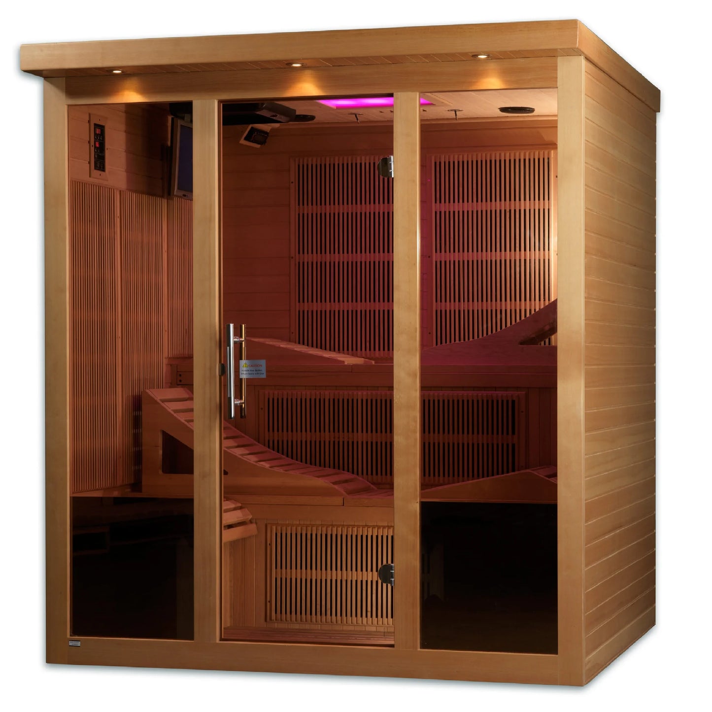 Front view 3 of the Golden Designs Monaco 6-Person Near Zero EMF FAR Infrared Sauna (GDI-6996-01) – near zero EMF infrared sauna