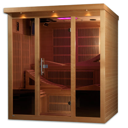 Front view 3 of the Golden Designs Monaco 6-Person Near Zero EMF FAR Infrared Sauna (GDI-6996-01) – near zero EMF infrared sauna