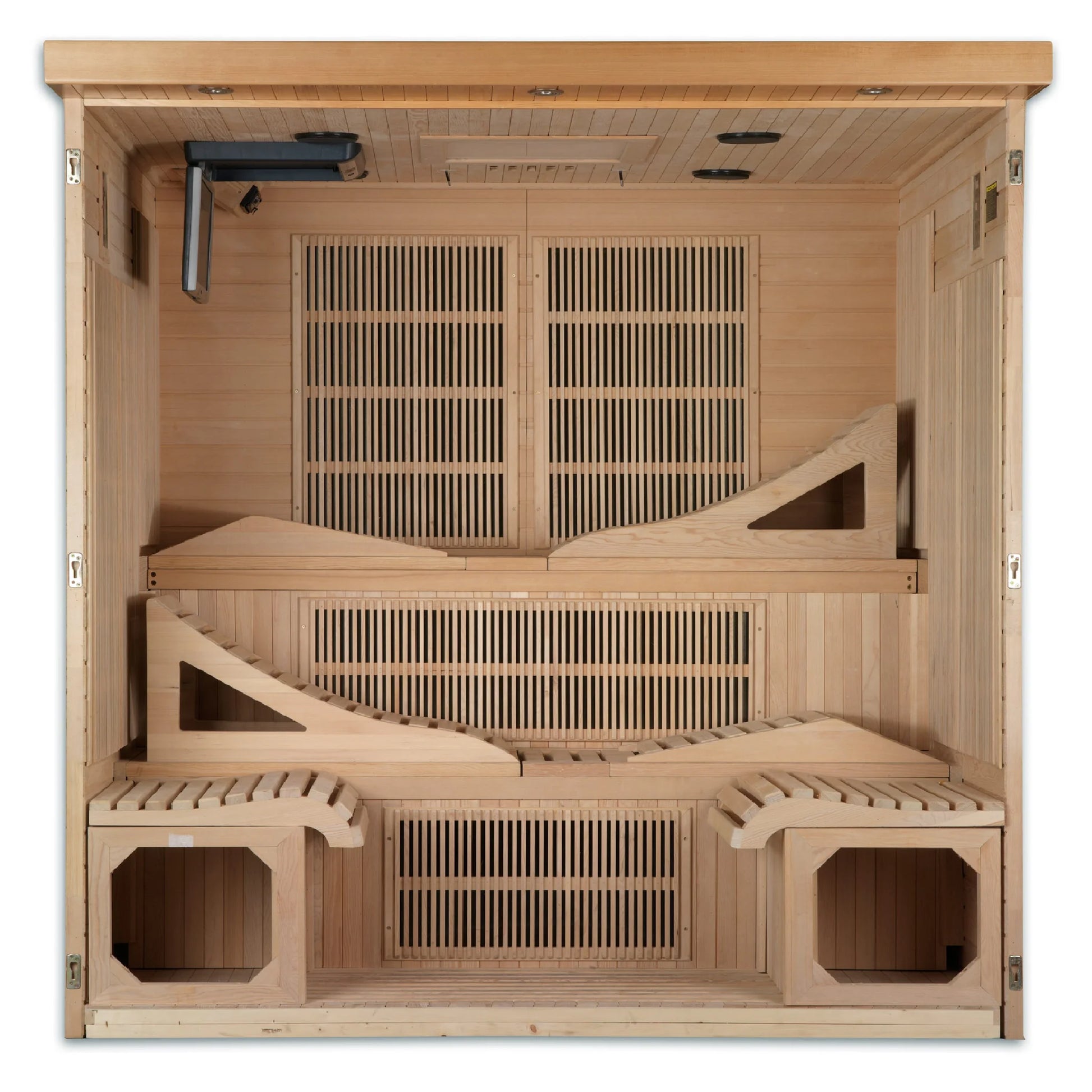 Front view 4 of the Golden Designs Monaco 6-Person Near Zero EMF FAR Infrared Sauna (GDI-6996-01) – near zero EMF infrared sauna