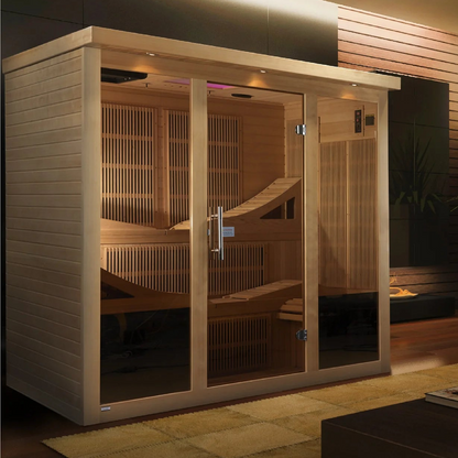 Golden Designs Monaco 6-Person Near Zero EMF FAR Infrared Sauna | Canadian Hemlock