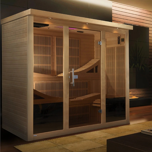 Golden Designs Monaco 6-Person Near Zero EMF FAR Infrared Sauna | Canadian Hemlock