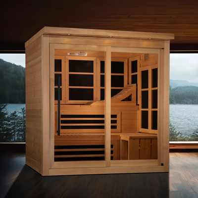 Golden Designs Monaco Limited Edition 6-Person Near Zero EMF FAR Infrared Sauna | Canadian Hemlock