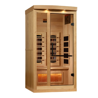 Front view 3 of the Golden Designs 1-2-Person Full Spectrum Near Zero EMF FAR Infrared Sauna (GDI-8010-03) – full spectrum infrared sauna