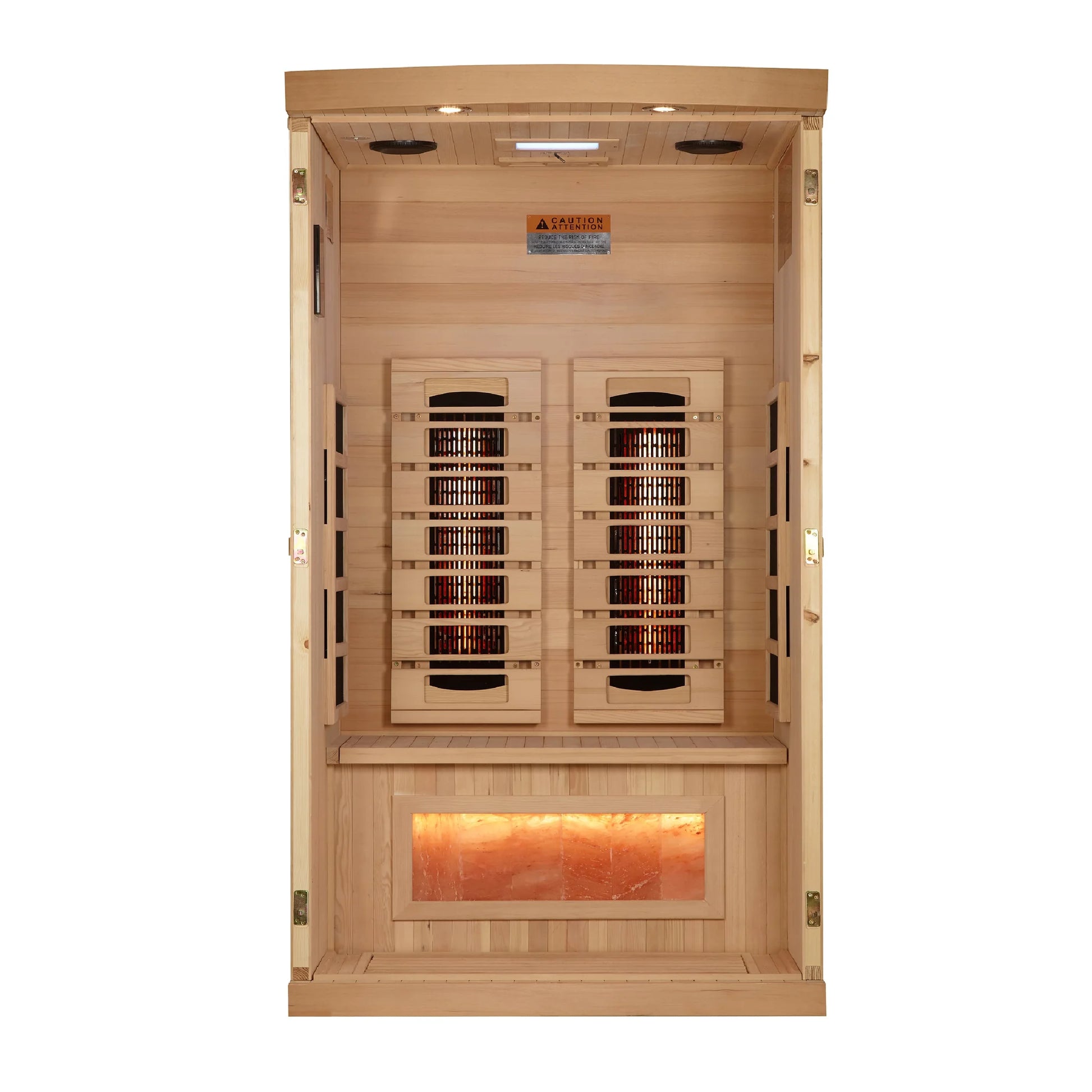 Front view 4 of the Golden Designs 1-2-Person Full Spectrum Near Zero EMF FAR Infrared Sauna (GDI-8010-03) – full spectrum infrared sauna