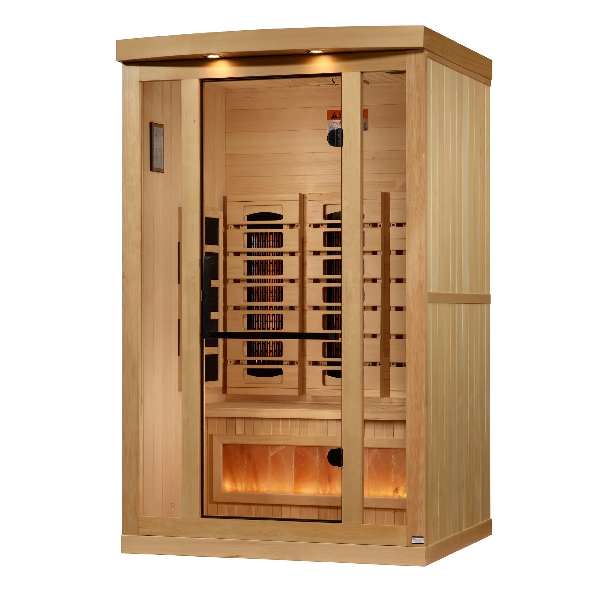 Front view 2 of the Golden Designs 2-Person Full Spectrum Near Zero EMF FAR Infrared Sauna (GDI-8020-03) – full spectrum infrared sauna