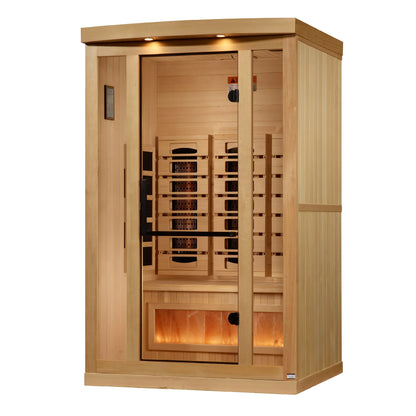 Front view 2 of the Golden Designs 2-Person Full Spectrum Near Zero EMF FAR Infrared Sauna (GDI-8020-03) – full spectrum infrared sauna