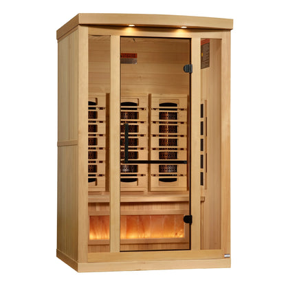 Front view 3 of the Golden Designs 2-Person Full Spectrum Near Zero EMF FAR Infrared Sauna (GDI-8020-03) – full spectrum infrared sauna