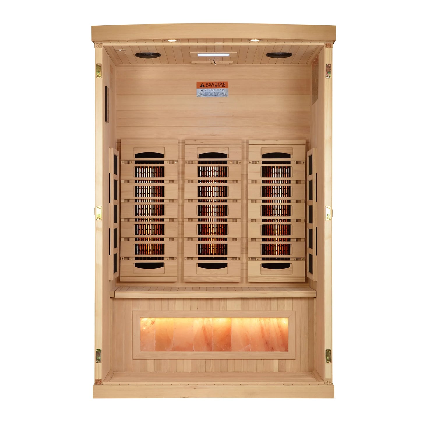 Front view 4 of the Golden Designs 2-Person Full Spectrum Near Zero EMF FAR Infrared Sauna (GDI-8020-03) – full spectrum infrared sauna