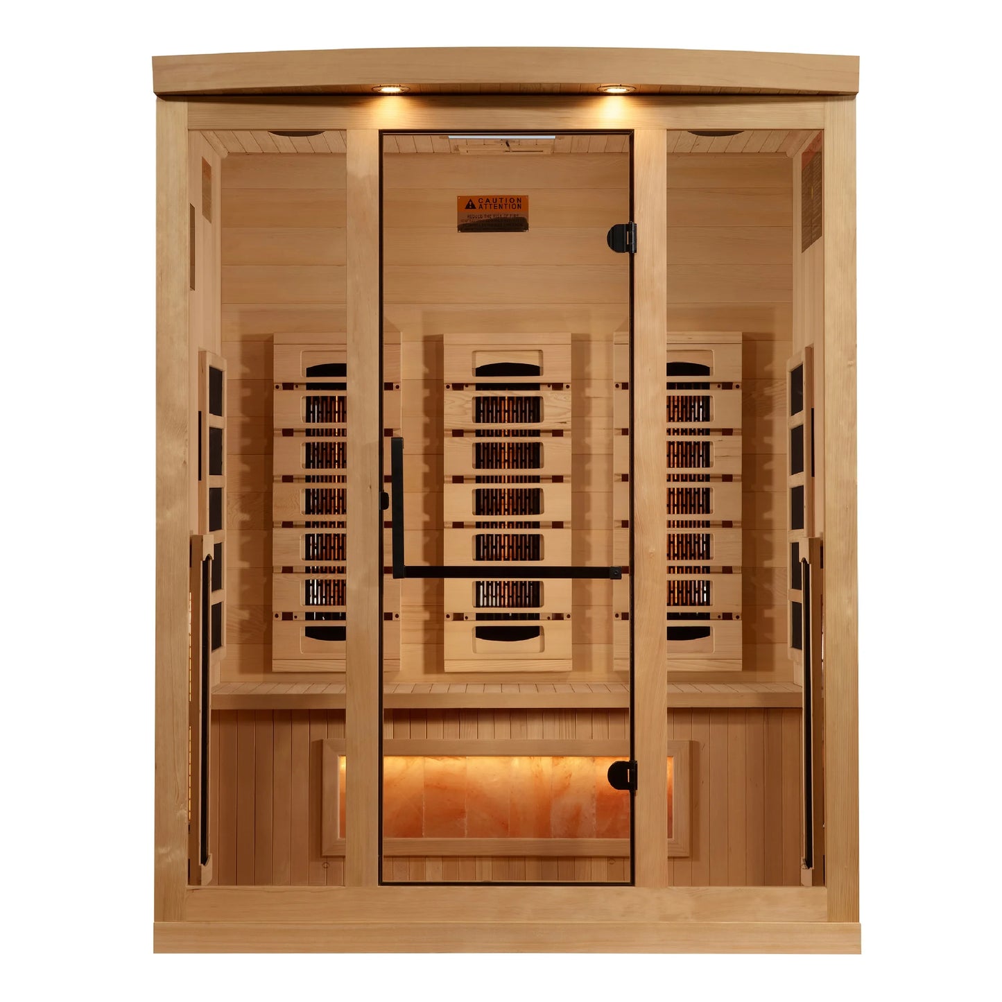 Front view of the Golden Designs 3-Person Full Spectrum FAR Infrared Sauna (GDI-8030-03) — infrared sauna