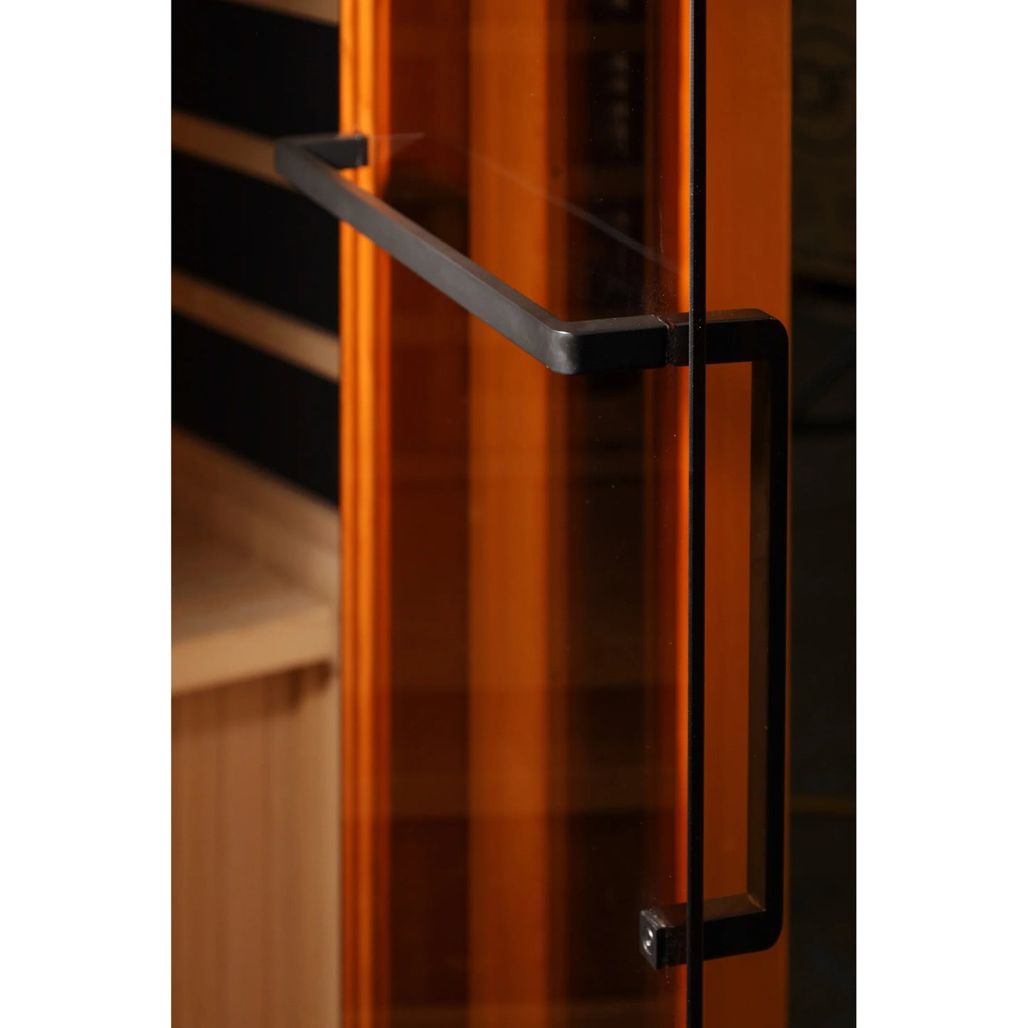 Towel bar and door handle 2 of the Golden Designs 3-Person Corner Full Spectrum Near Zero EMF FAR Infrared Sauna (GDI-8035-03) – full spectrum infrared sauna