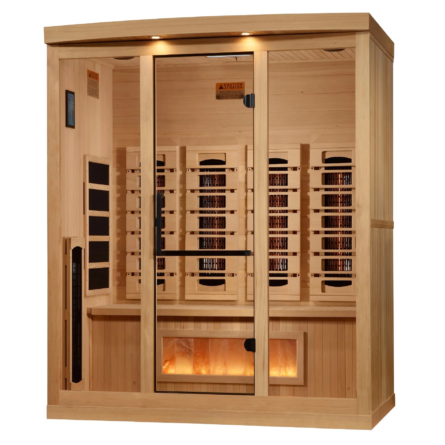 Front view 2 of the Golden Designs 4-Person Full Spectrum Near Zero EMF FAR Infrared Sauna (GDI-8040-03) – full spectrum infrared sauna