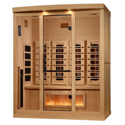 Front view 2 of the Golden Designs 4-Person Full Spectrum Near Zero EMF FAR Infrared Sauna (GDI-8040-03) – full spectrum infrared sauna
