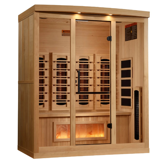 Front view 3 of the Golden Designs 4-Person Full Spectrum Near Zero EMF FAR Infrared Sauna (GDI-8040-03) – full spectrum infrared sauna