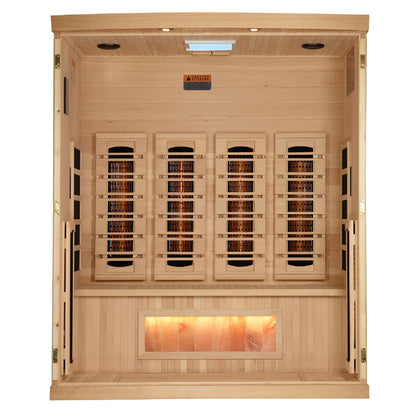 Front view 4 of the Golden Designs 4-Person Full Spectrum Near Zero EMF FAR Infrared Sauna (GDI-8040-03) – full spectrum infrared sauna